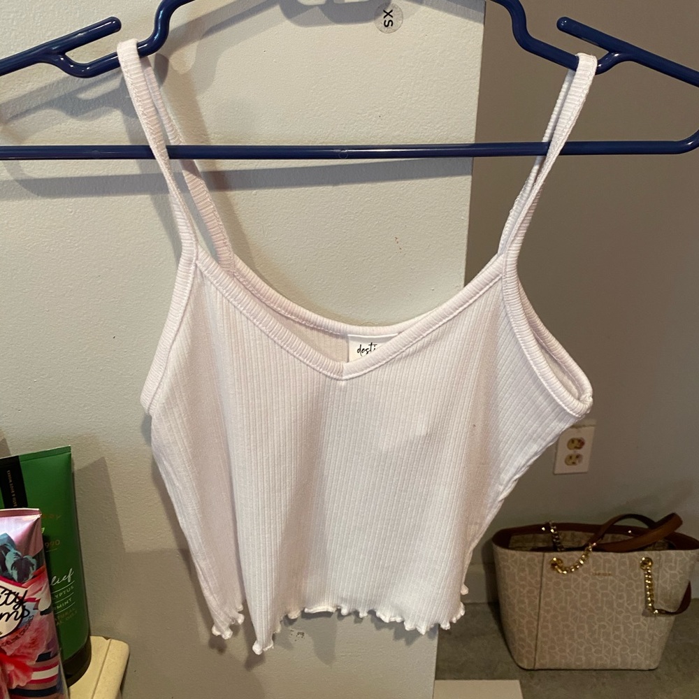 white cropped tank